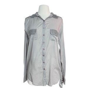 NWT Flaw Pete & Gretty by Johnny Was Small/Medium Gray button up Beaded